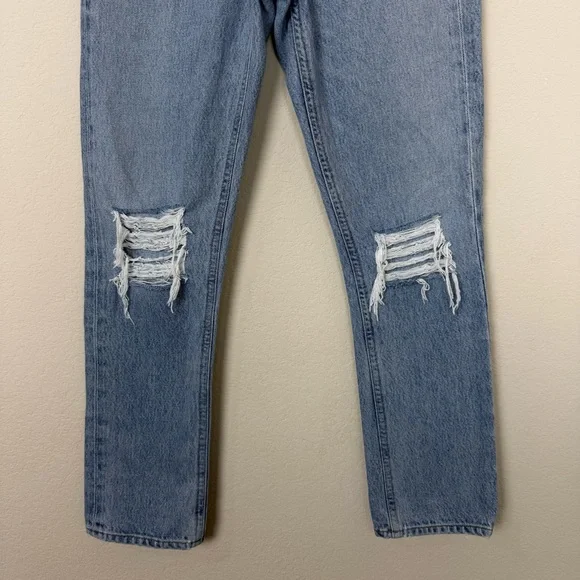 AGOLDE Riley High Rise Straight Crop Distressed Jeans